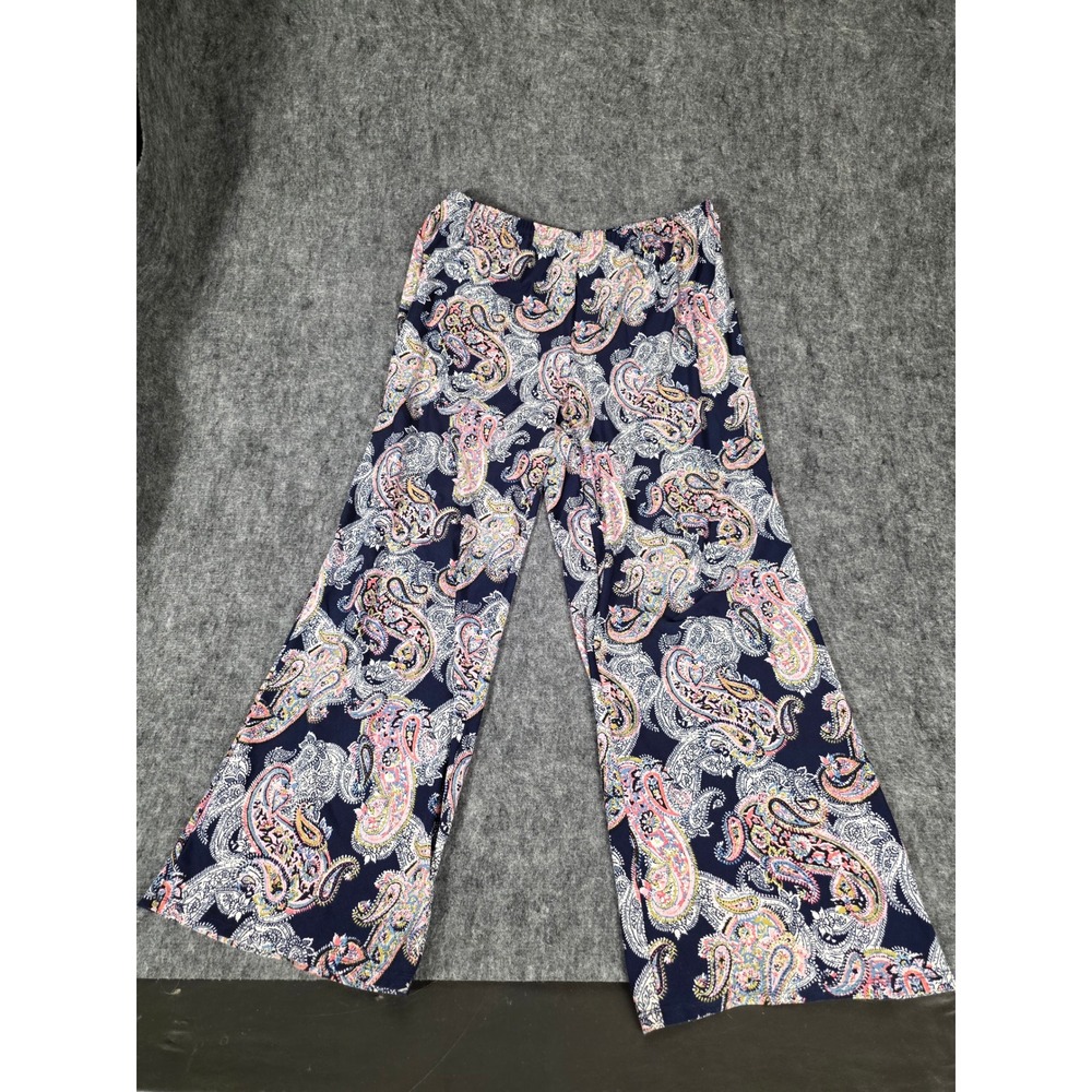 Womens Pants XL Boho Paisley Wide Leg Palazzo Stretch Casual Melissa Paige